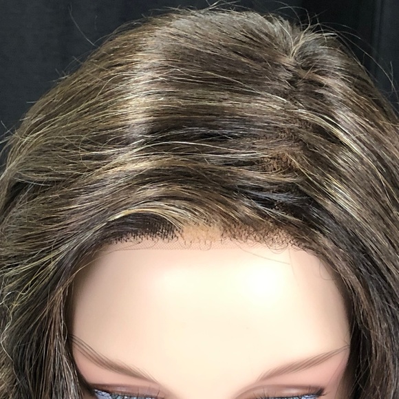 Dark Red Brown with Gold Wavy Bob Lace Front Wig - Picture 7 of 8
